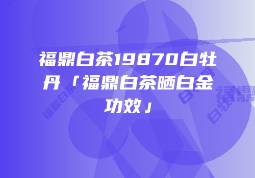 福鼎白茶19870白牡丹「福鼎白茶晒白金功效」