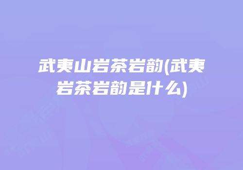 武夷山岩茶岩韵(武夷岩茶岩韵是什么)