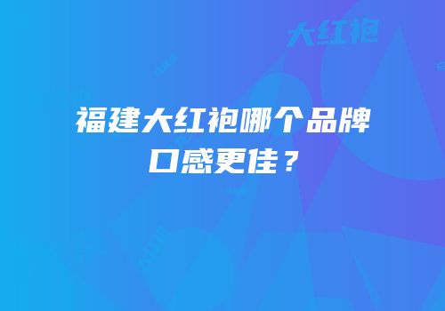 福建大红袍哪个品牌口感更佳？