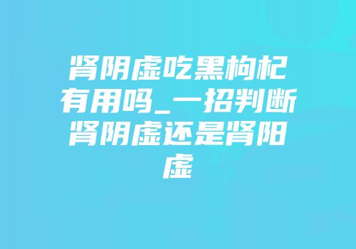 肾阴虚吃黑枸杞有用吗_一招判断肾阴虚还是肾阳虚