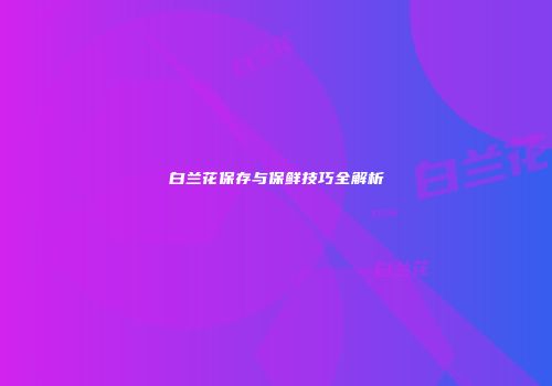 白兰花保存与保鲜技巧全解析