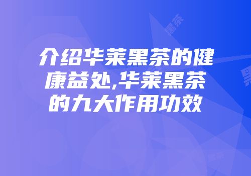介绍华莱黑茶的健康益处,华莱黑茶的九大作用功效