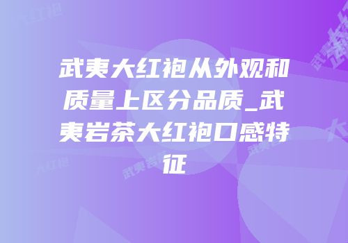 武夷大红袍从外观和质量上区分品质_武夷岩茶大红袍口感特征