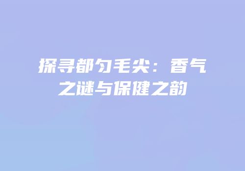 探寻都匀毛尖：香气之谜与保健之韵