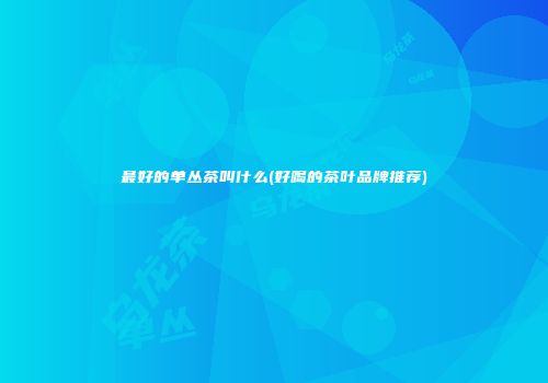最好的单丛茶叫什么(好喝的茶叶品牌推荐)