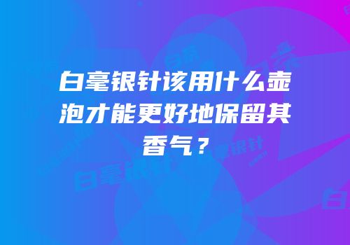 白毫银针该用什么壶泡才能更好地保留其香气？