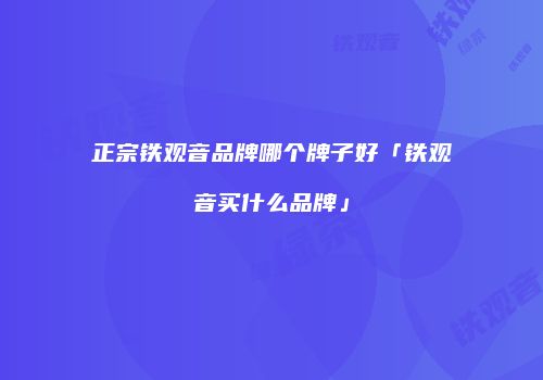 正宗铁观音品牌哪个牌子好「铁观音买什么品牌」