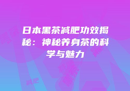 日本黑茶减肥功效揭秘：神秘养身茶的科学与魅力