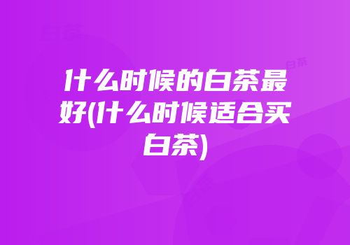 什么时候的白茶最好(什么时候适合买白茶)
