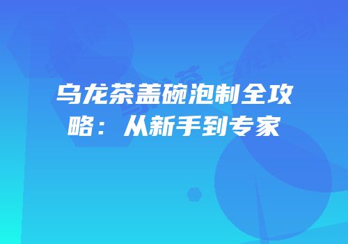 乌龙茶盖碗泡制全攻略：从新手到专家