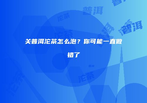 关普洱沱茶怎么泡？你可能一直做错了