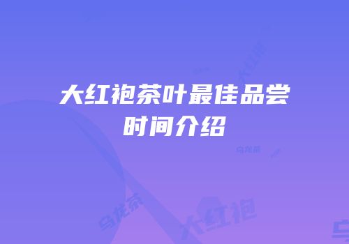 大红袍茶叶最佳品尝时间介绍