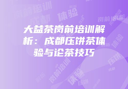 大益茶岗前培训解析：成都压饼茶体验与论茶技巧