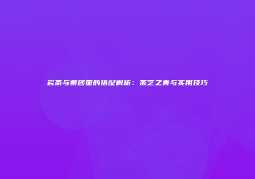 岩茶与紫砂壶的搭配解析：茶艺之美与实用技巧