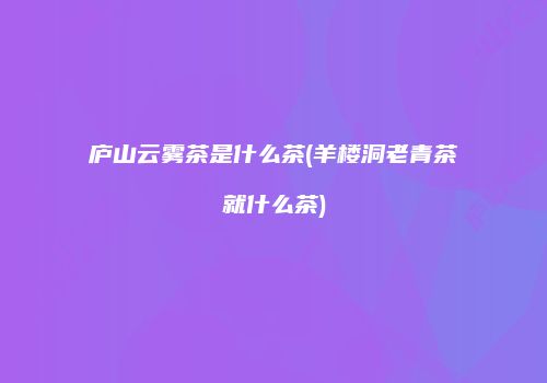 庐山云雾茶是什么茶(羊楼洞老青茶就什么茶)