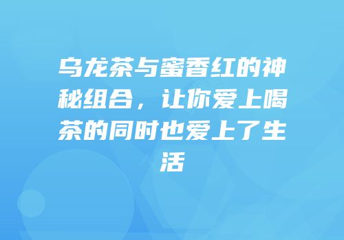 乌龙茶与蜜香红的神秘组合，让你爱上喝茶的同时也爱上了生活