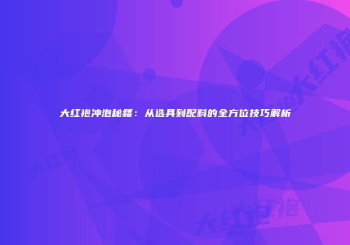 大红袍冲泡秘籍：从选具到配料的全方位技巧解析