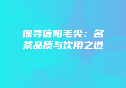 探寻信阳毛尖：名茶品质与饮用之道