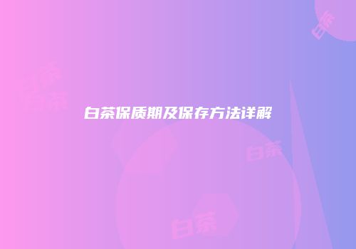 白茶保质期及保存方法详解