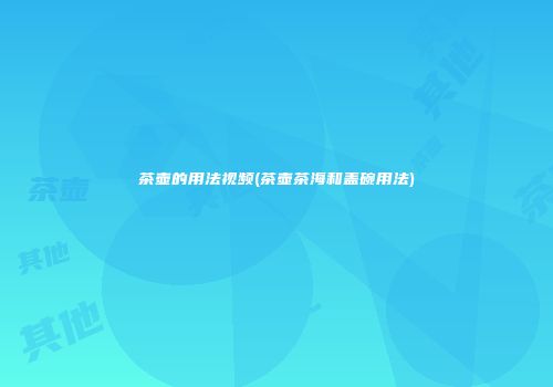 茶壶的用法视频(茶壶茶海和盖碗用法)