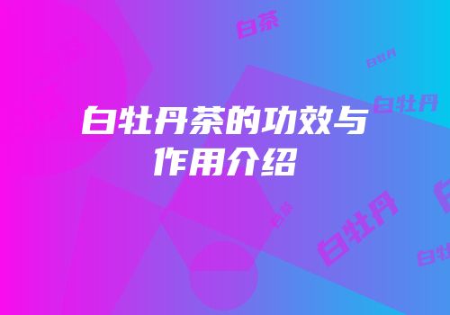 白牡丹茶的功效与作用介绍