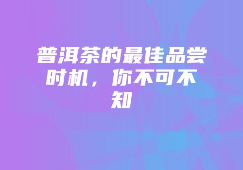普洱茶的最佳品尝时机，你不可不知
