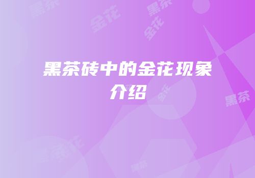 黑茶砖中的金花现象介绍