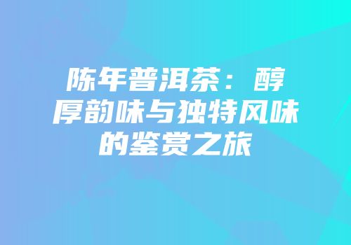 陈年普洱茶：醇厚韵味与独特风味的鉴赏之旅