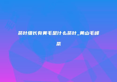 茶叶细长有黄毛是什么茶叶_黄山毛峰茶