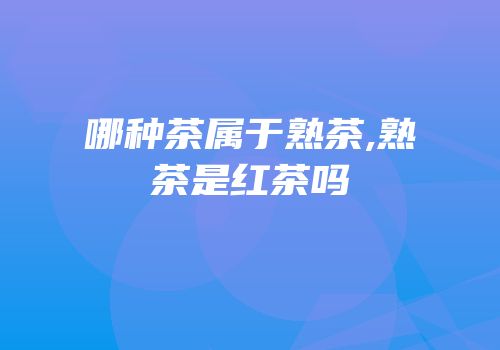 哪种茶属于熟茶,熟茶是红茶吗
