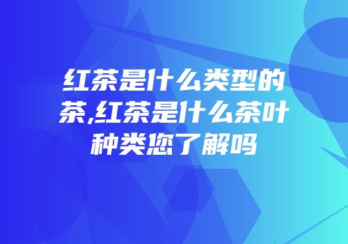 红茶是什么类型的茶,红茶是什么茶叶种类您了解吗