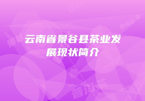 云南省景谷县茶业发展现状简介