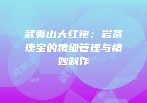 武夷山大红袍：岩茶瑰宝的精细管理与精妙制作
