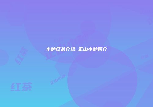 小种红茶介绍_正山小种简介