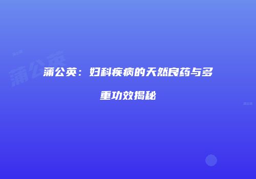 蒲公英：妇科疾病的天然良药与多重功效揭秘