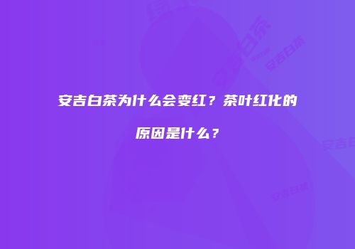 安吉白茶为什么会变红？茶叶红化的原因是什么？