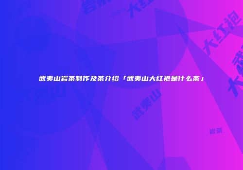 武夷山岩茶制作及茶介绍「武夷山大红袍是什么茶」