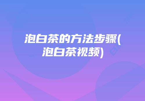 泡白茶的方法步骤(泡白茶视频)