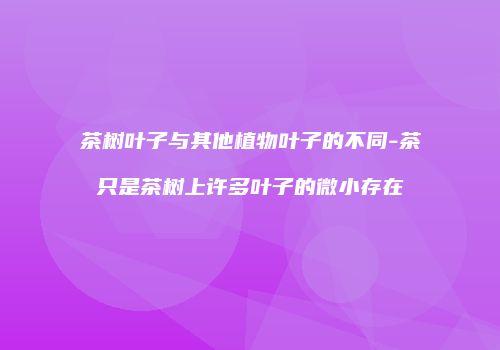 茶树叶子与其他植物叶子的不同-茶只是茶树上许多叶子的微小存在