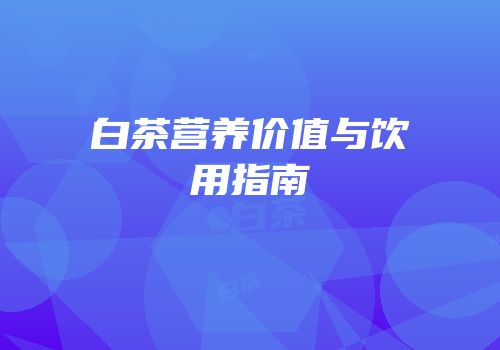 白茶营养价值与饮用指南