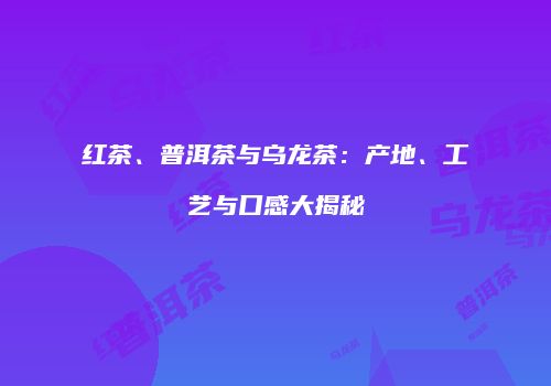 红茶、普洱茶与乌龙茶：产地、工艺与口感大揭秘