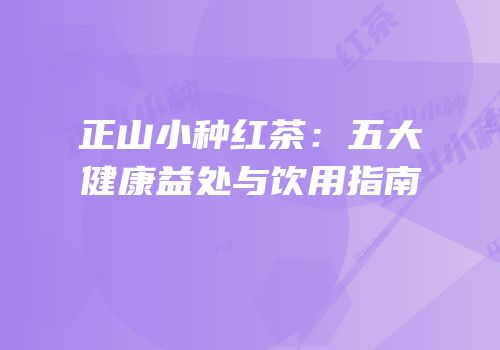 正山小种红茶：五大健康益处与饮用指南
