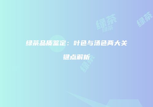 绿茶品质鉴定：叶色与汤色两大关键点解析