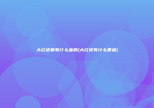 大红袍都有什么味的(大红袍有什么香味)