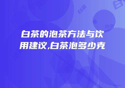 白茶的泡茶方法与饮用建议,白茶泡多少克