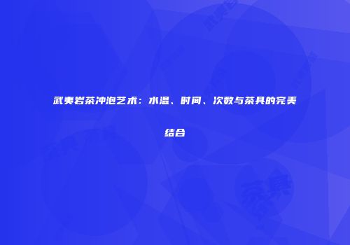 武夷岩茶冲泡艺术：水温、时间、次数与茶具的完美结合