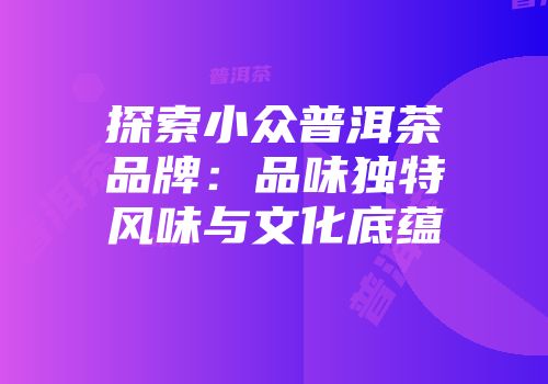探索小众普洱茶品牌：品味独特风味与文化底蕴