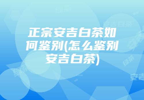 正宗安吉白茶如何鉴别(怎么鉴别安吉白茶)