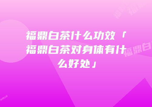 福鼎白茶什么功效「福鼎白茶对身体有什么好处」