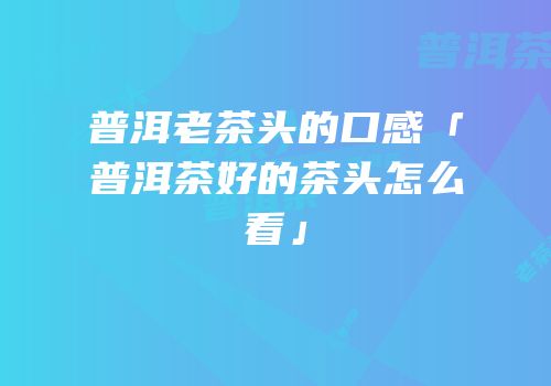普洱老茶头的口感「普洱茶好的茶头怎么看」